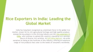 Rice Exporters in India: Leading the Global Market