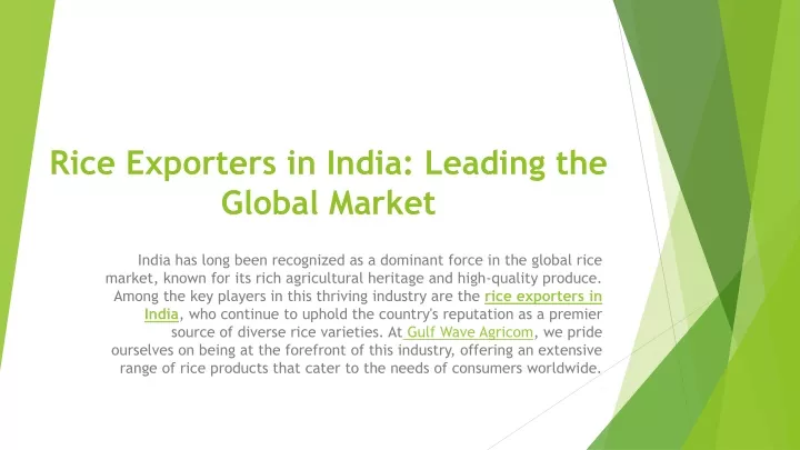 rice exporters in india leading the global market