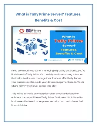 What is Tally Prime Server Features, Benefits & Cost