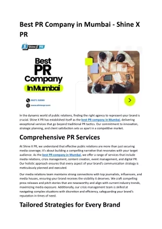 Best PR Company in Mumbai - Shine X PR