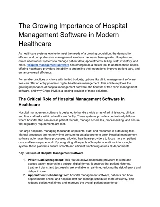 The Growing Importance of Hospital Management Software in Modern Healthcare