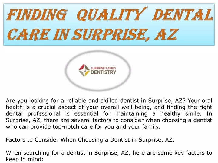 finding quality dental care in surprise az