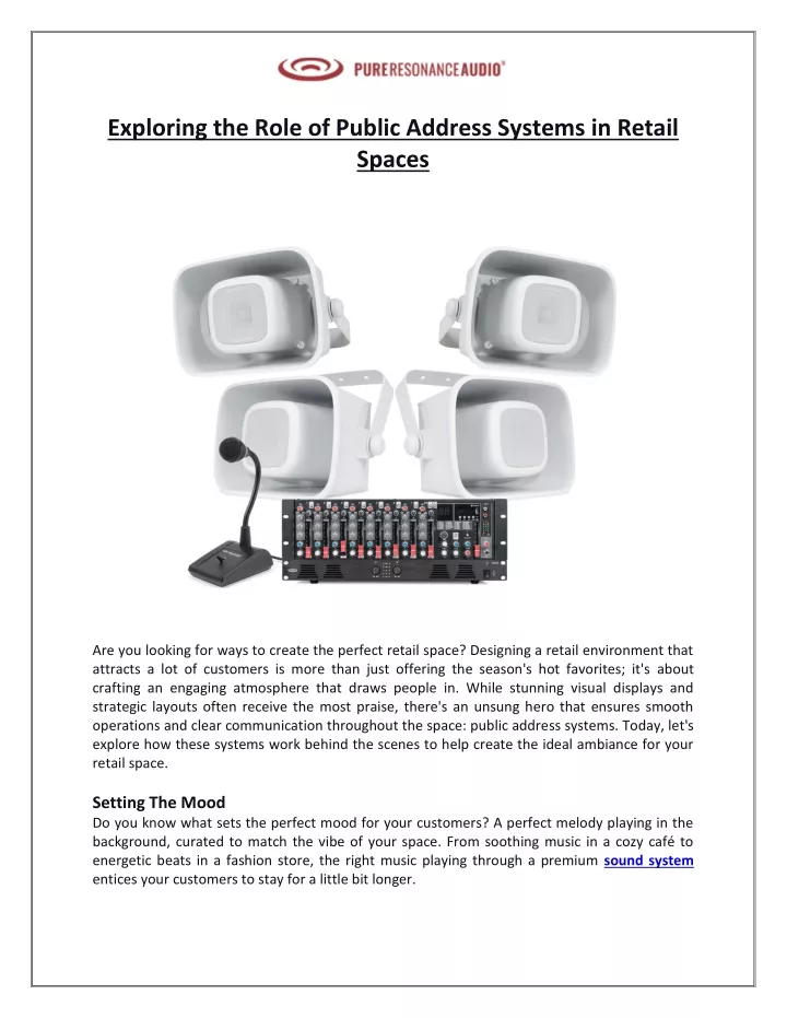 exploring the role of public address systems