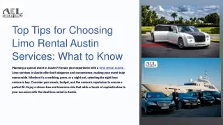 Top Tips for Choosing Limo Rental Austin Services What to Know