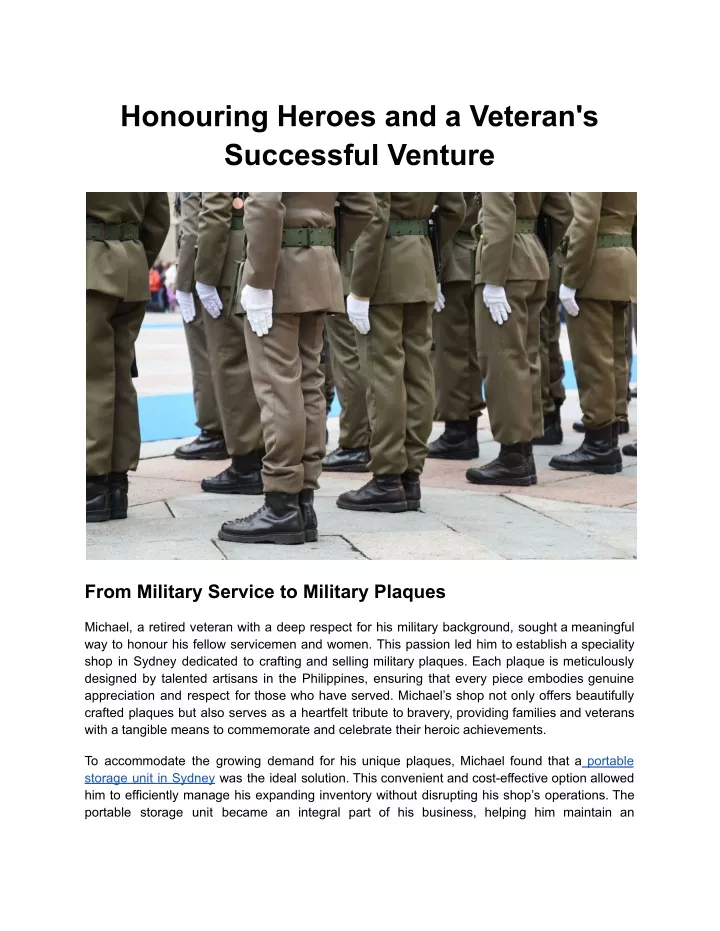 honouring heroes and a veteran s successful