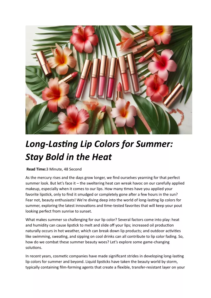 long lasting lip colors for summer stay bold