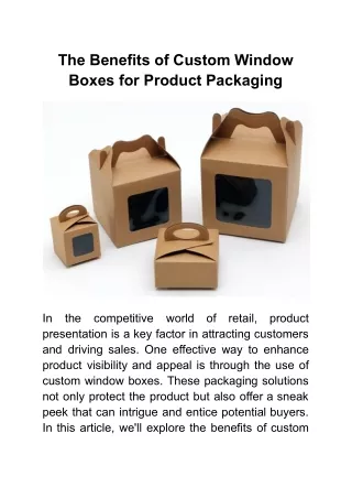 The Benefits of Custom Window Boxes for Product Packaging