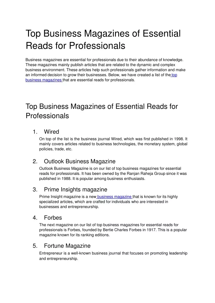 top business magazines of essential reads