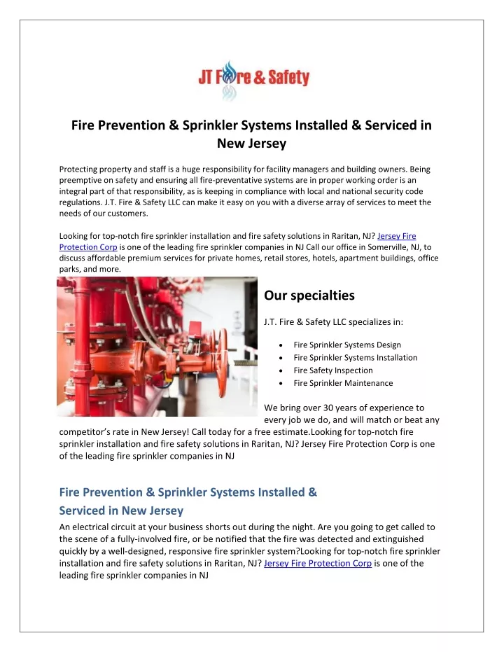 fire prevention sprinkler systems installed