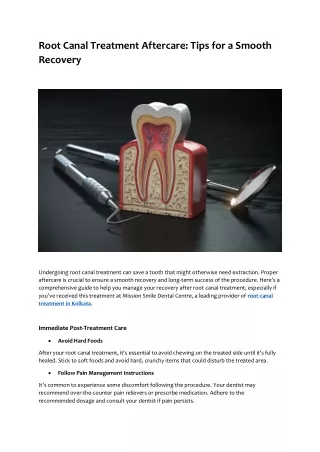 Root Canal Treatment Aftercare: Tips for a Smooth Recovery