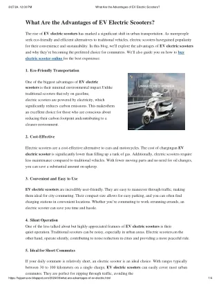 What Are the Advantages of EV Electric Scooters_
