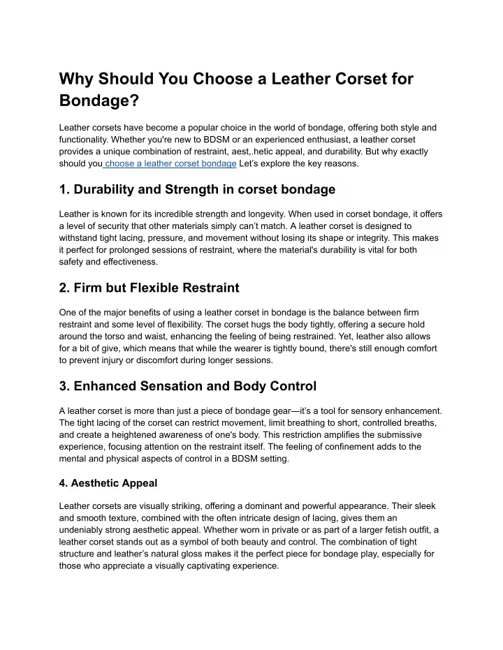 why should you choose a leather corset for bondage