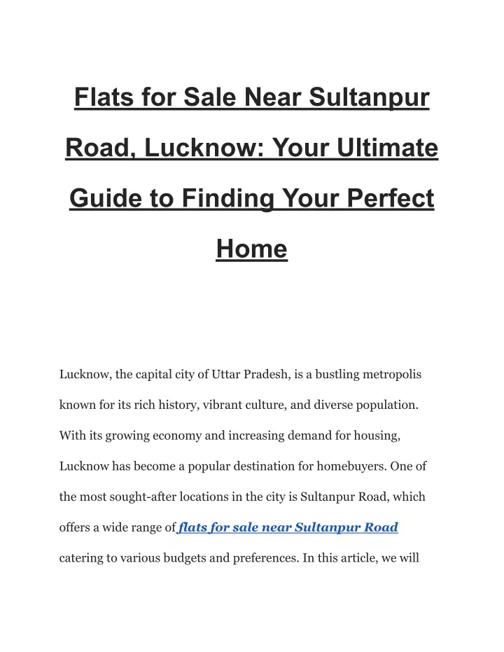 flats for sale near sultanpur