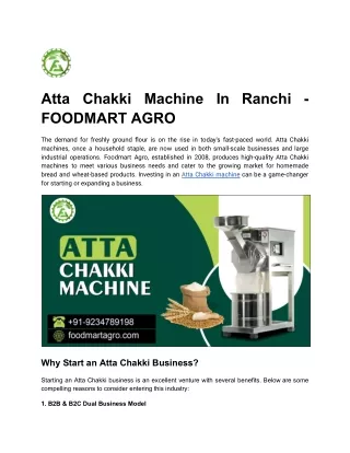 Atta Chakki Machine In Ranchi - FOODMART AGRO 5