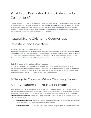 What Is the Best Natural Stone Oklahoma for Countertops