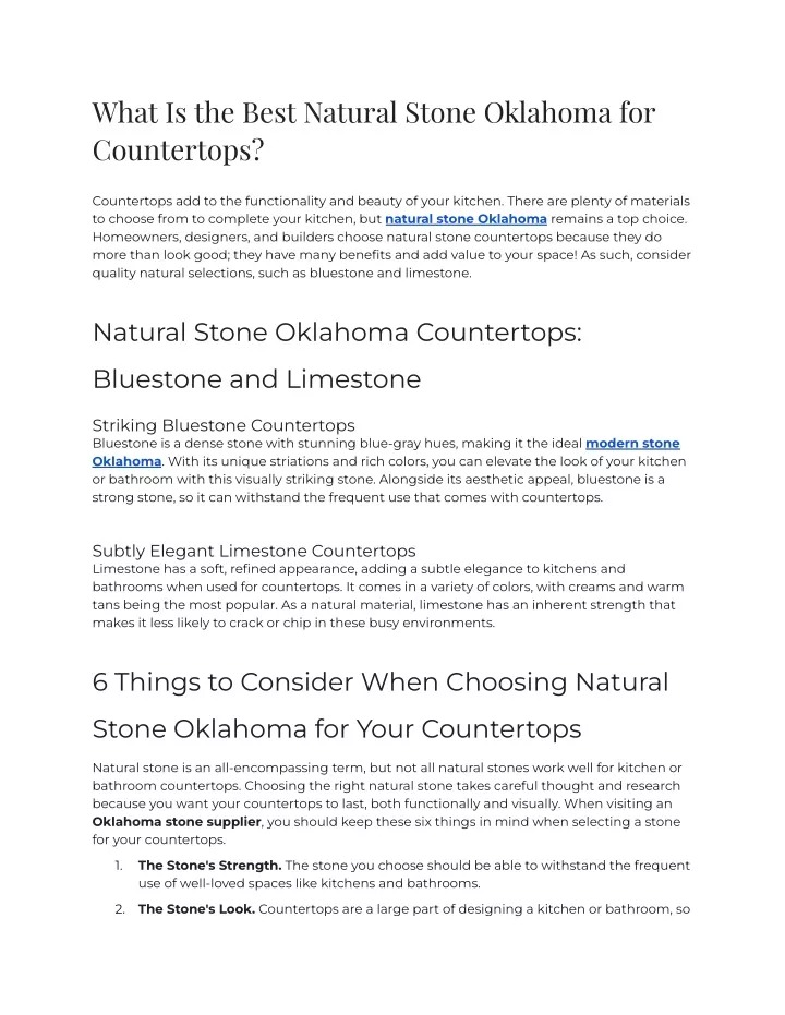 what is the best natural stone oklahoma