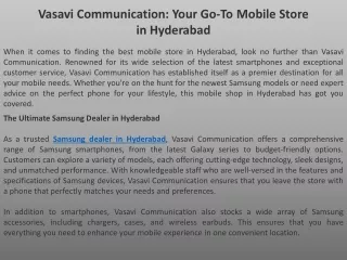 Vasavi Communication Your Go-To Mobile Store in Hyderabad