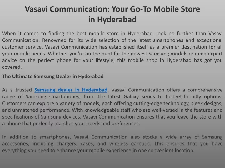 vasavi communication your go to mobile store