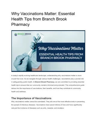 Why Vaccinations Matter_ Essential Health Tips from Branch Brook Pharmacy