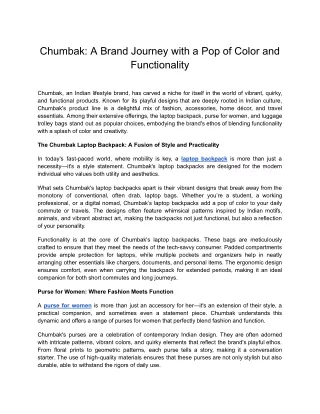 Chumbak_ A Brand Journey with a Pop of Color and Functionality