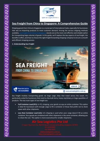 Sea Freight from China to Singapore A Comprehensive Guide