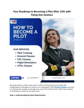 Your Roadmap to Becoming a Pilot After 12th with Flying Star Aviators