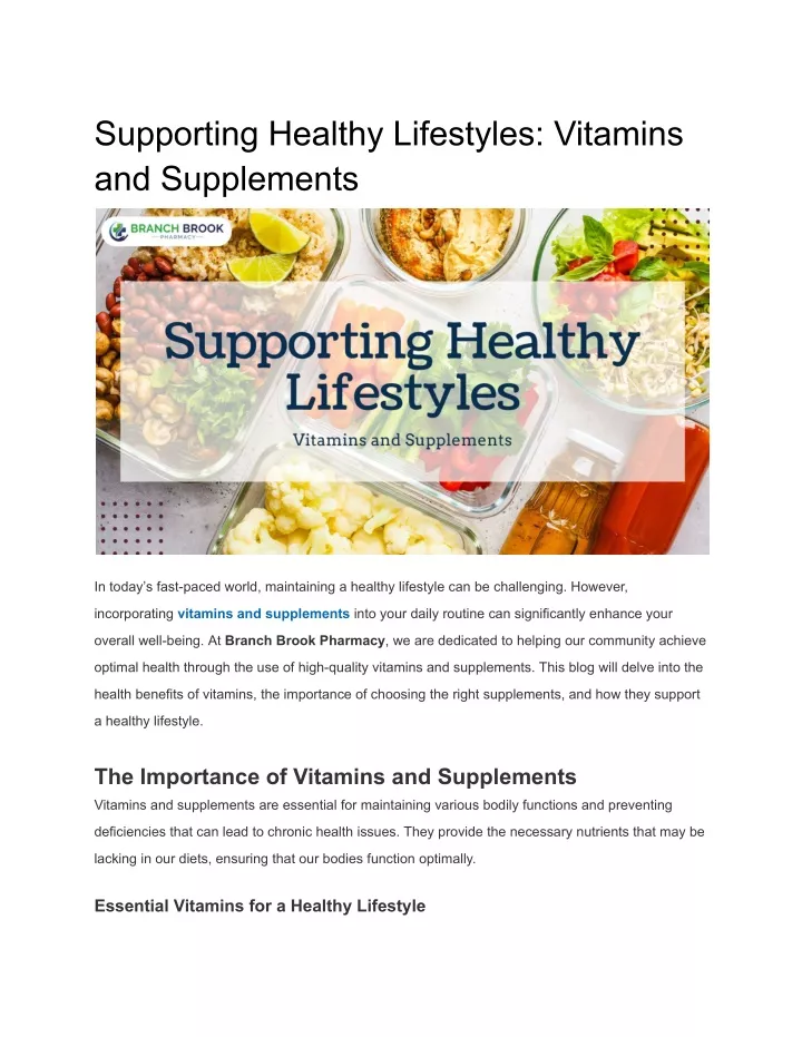 supporting healthy lifestyles vitamins