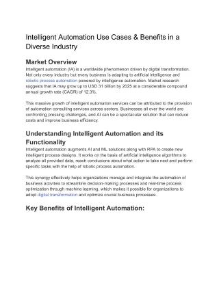 intelligent automation use cases benefits