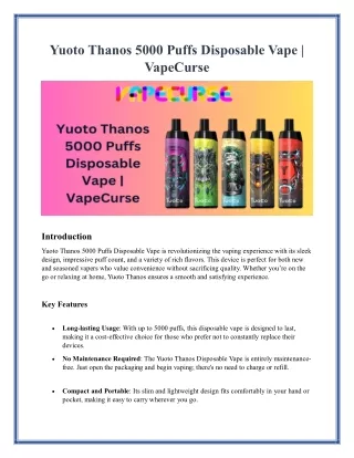 Yuoto Thanos 5000 Puffs Disposable- Vape|VapeCurse