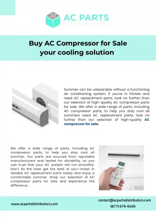 High-Quality AC Compressors for Sale: Boost Your Cooling System’s Efficiency