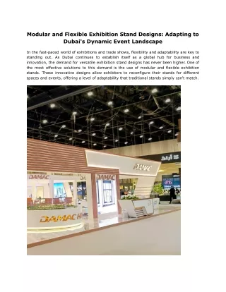 Modular and Flexible Exhibition Stand Designs: Adapting to Dubai's Dynamic Event