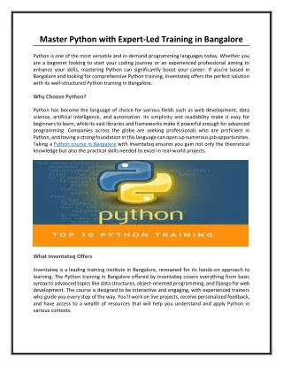 master python with expert led training