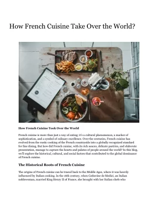 How French Cuisine Take Over the World