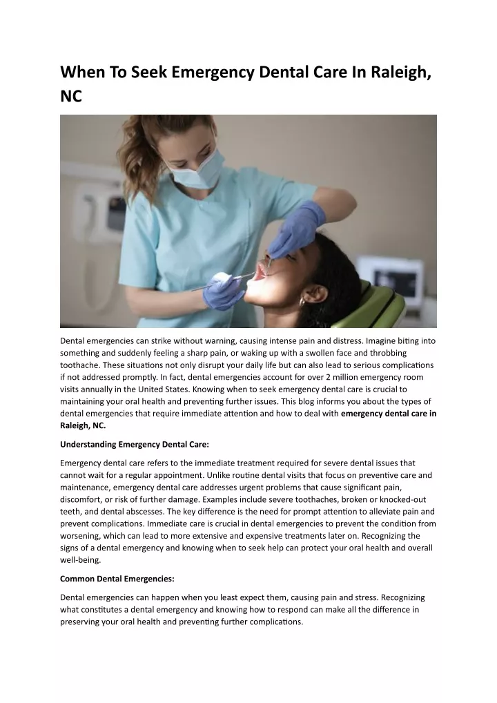 when to seek emergency dental care in raleigh nc