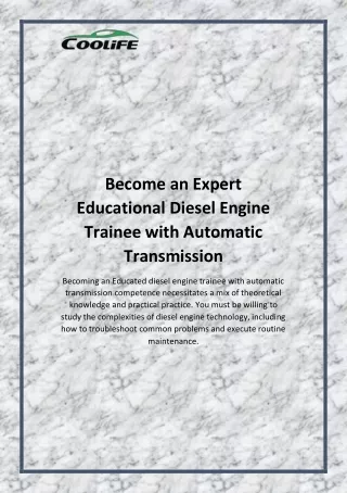 Become an Expert Educational Diesel Engine Trainee with Automatic Transmission