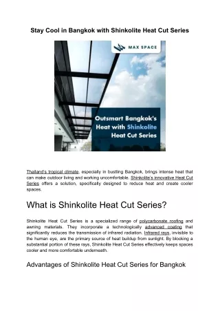 Stay Cool in Bangkok with Shinkolite Heat Cut Series