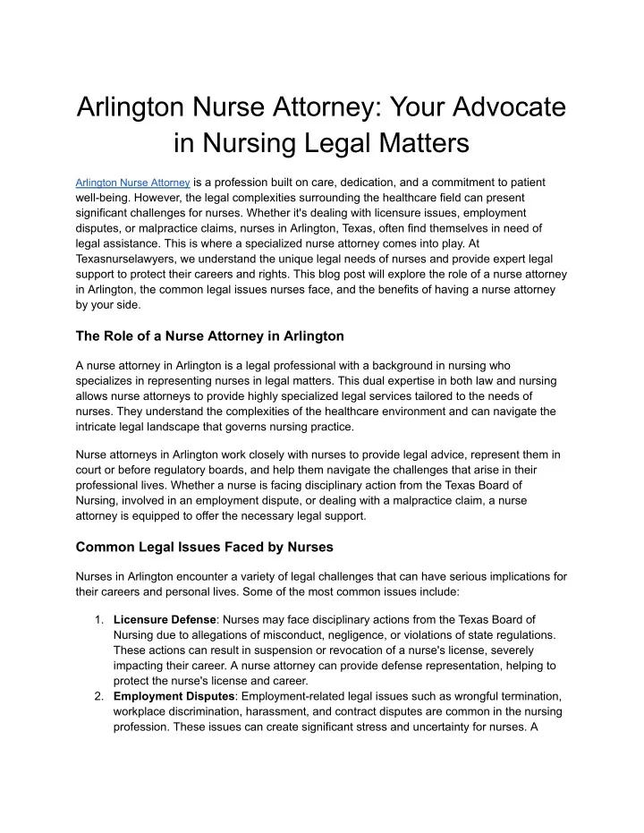 arlington nurse attorney your advocate in nursing