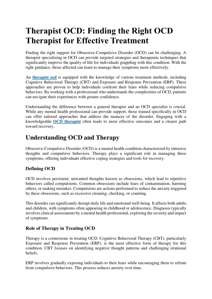 therapist ocd finding the right ocd therapist