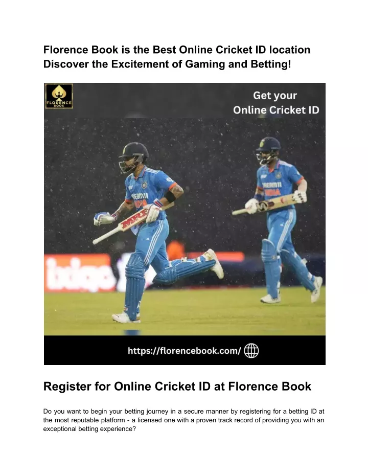 florence book is the best online cricket