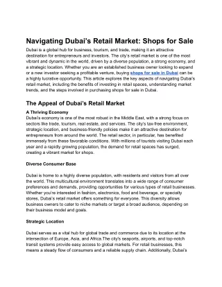 Navigating Dubai’s Retail Market_ Shops for Sale