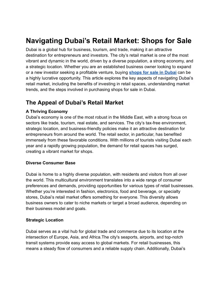 navigating dubai s retail market shops for sale