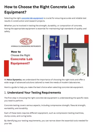 How to Choose the Right Concrete Lab Equipment