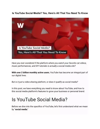 Is YouTube Social Media? Yes, Here's All That You Need To Know