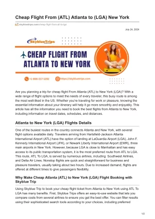 cheap flight from atl atlanta to lga new york