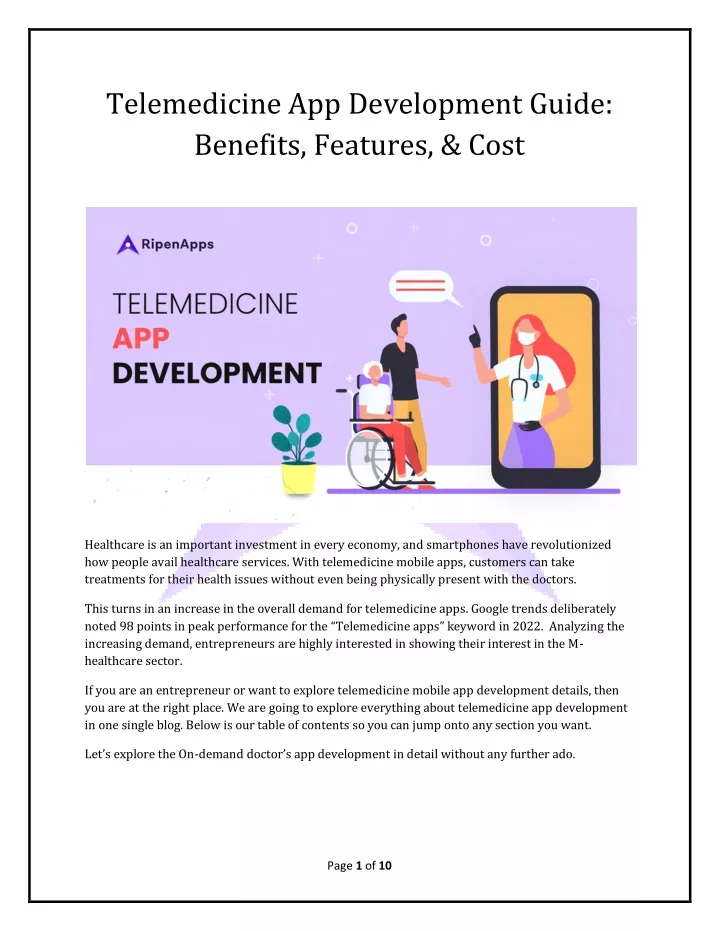 telemedicine app development guide benefits