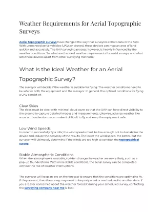 Weather Requirements for Aerial Topographic Surveys