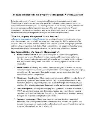 the role and benefits of a property management