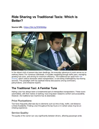 Ride Sharing vs Traditional Taxis- Which is Better?