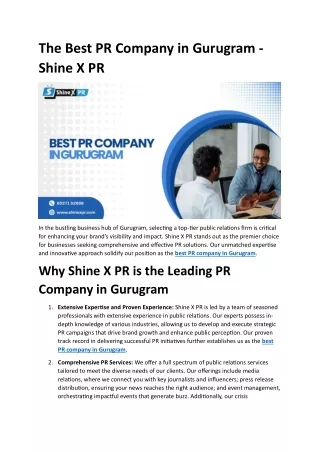 The Best PR Company in Gurugram - Shine X PR