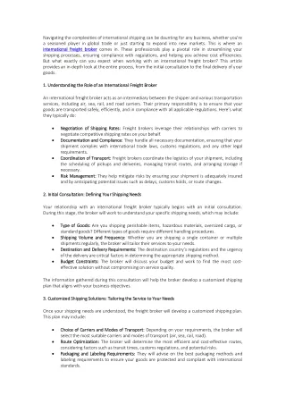What to Expect When Working with an International Freight Broker
